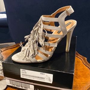 Grey Suede Fringed Sandals